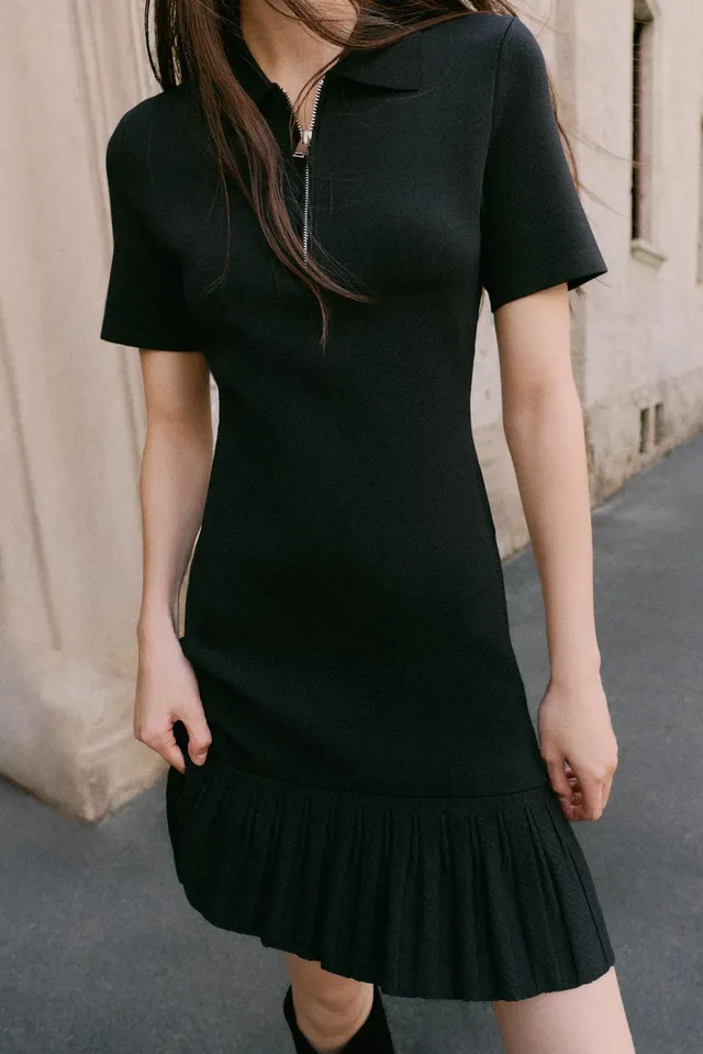 KNIT SHORT PLEATED DRESS – image 2