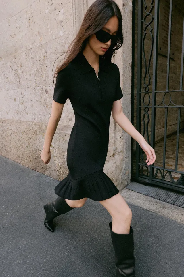 KNIT SHORT PLEATED DRESS – image 3