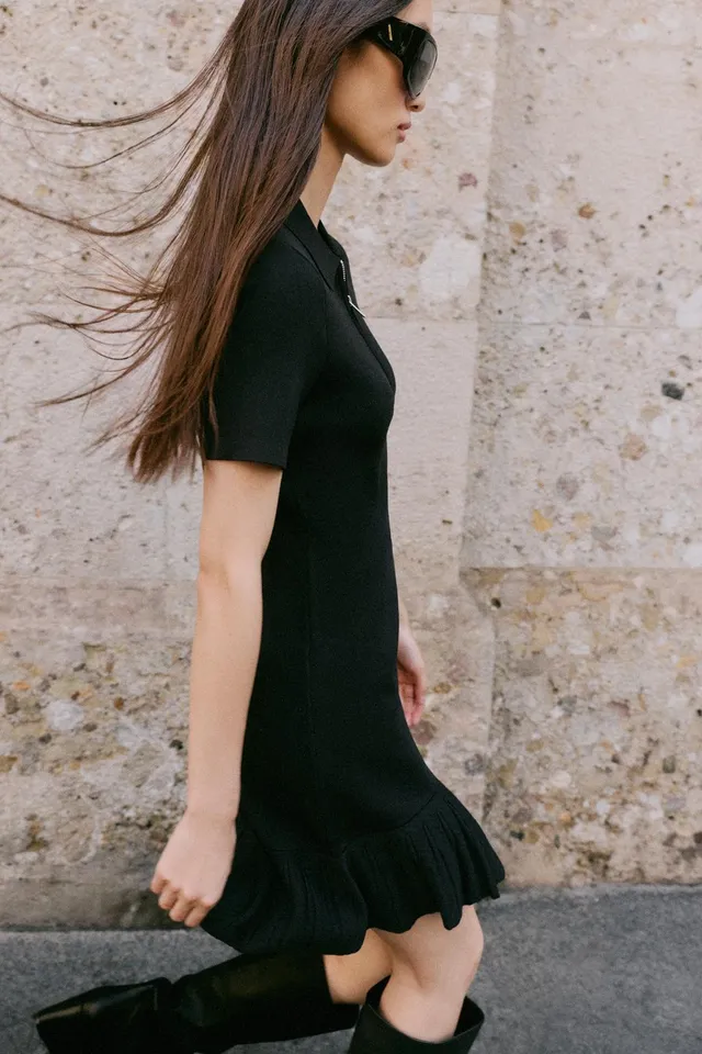 KNIT SHORT PLEATED DRESS – image 4