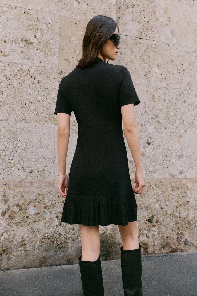 KNIT SHORT PLEATED DRESS – image 5