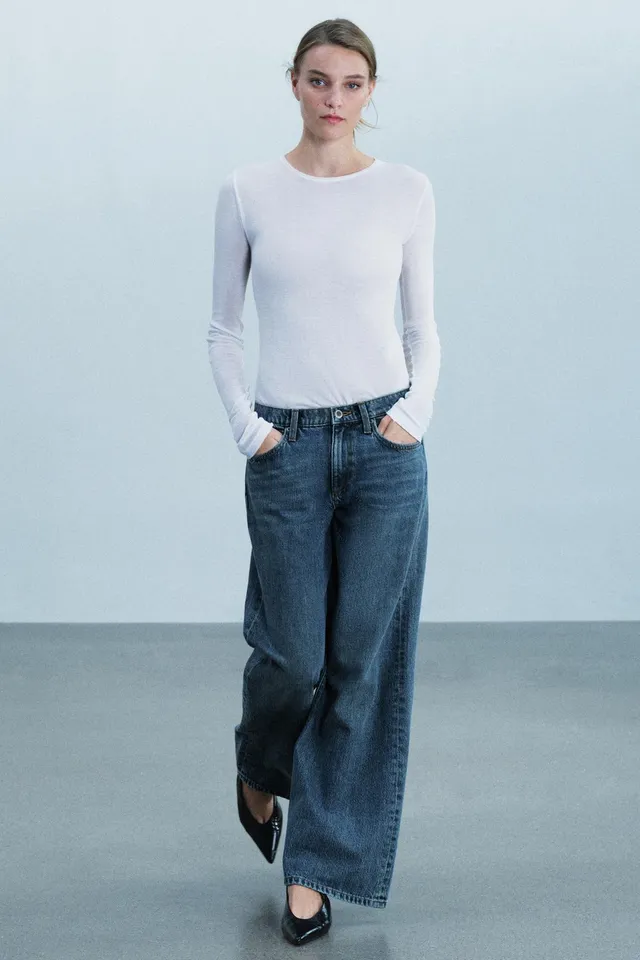 جينز ZW من مجموعة WIDE LEG بخصر منخفض