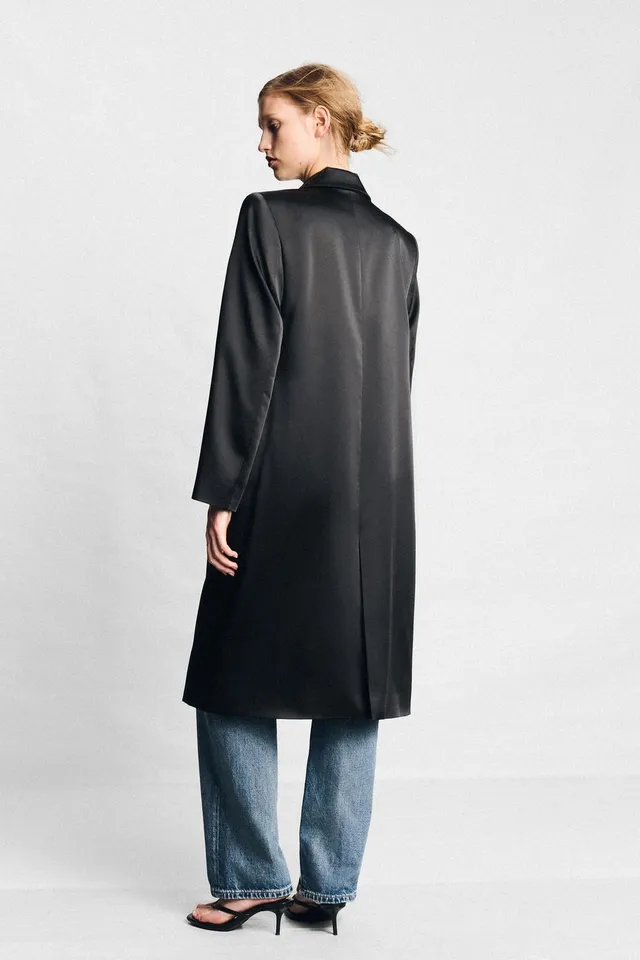 SATIN COAT WITH SHOULDER PADS – image 4