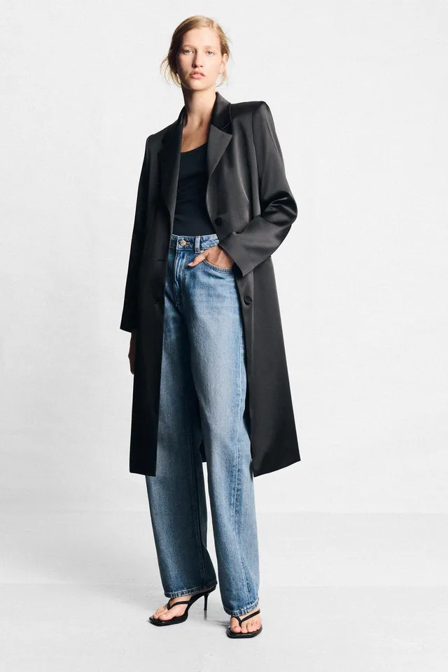 SATIN COAT WITH SHOULDER PADS – image 5