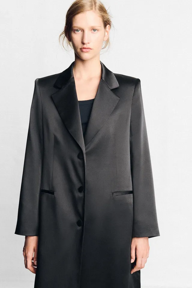 SATIN COAT WITH SHOULDER PADS – image 6