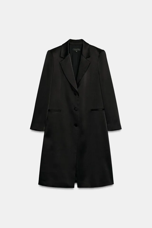 SATIN COAT WITH SHOULDER PADS – image 7