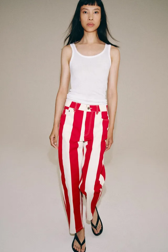 جينز ZW COLLECTION بقصة TAPERED وخصر متوسط مخطط