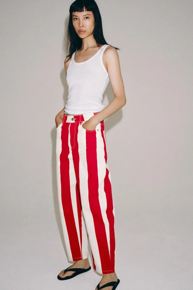 جينز ZW COLLECTION بقصة TAPERED وخصر متوسط مخطط – صورة 4