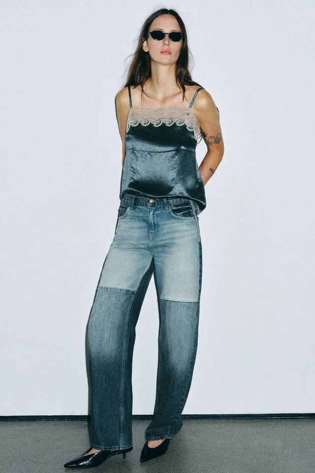 ZW COLLECTION MID-WAIST CURVED PATCHWORK JEANS – image 3