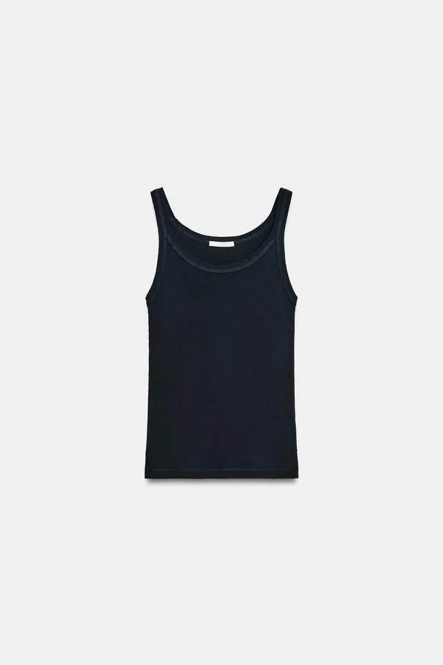 RIBBED COTTON TANK TOP – صورة 3