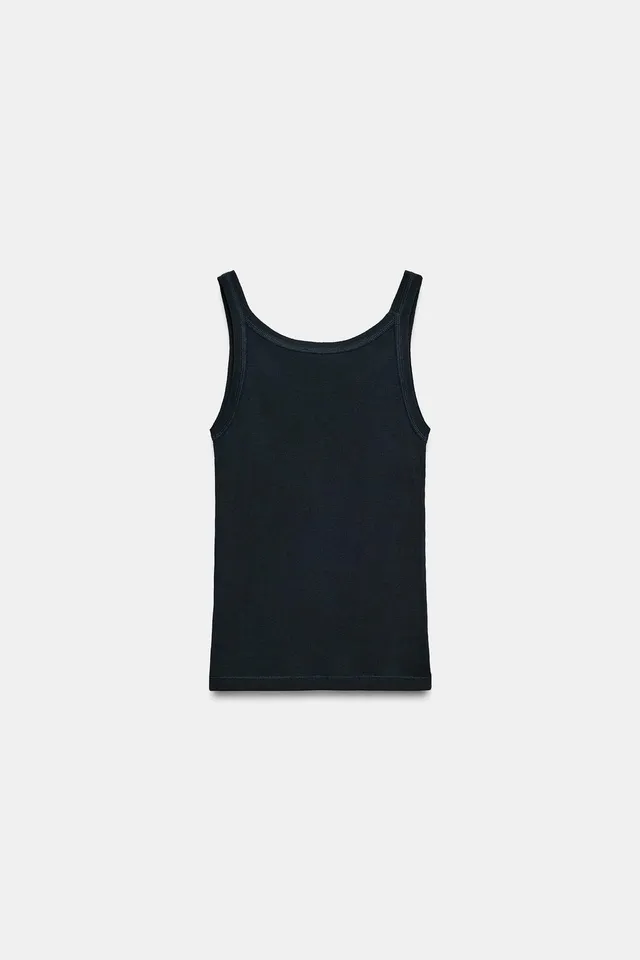 RIBBED COTTON TANK TOP – صورة 4