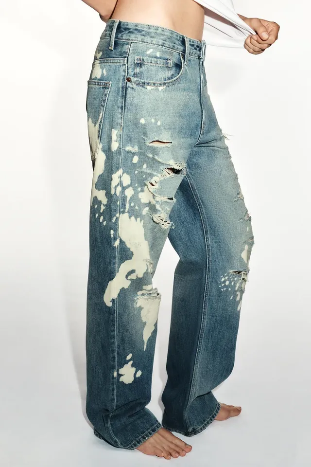 TRF MID-WAIST BOYFRIEND SPLATTER JEANS – image 4