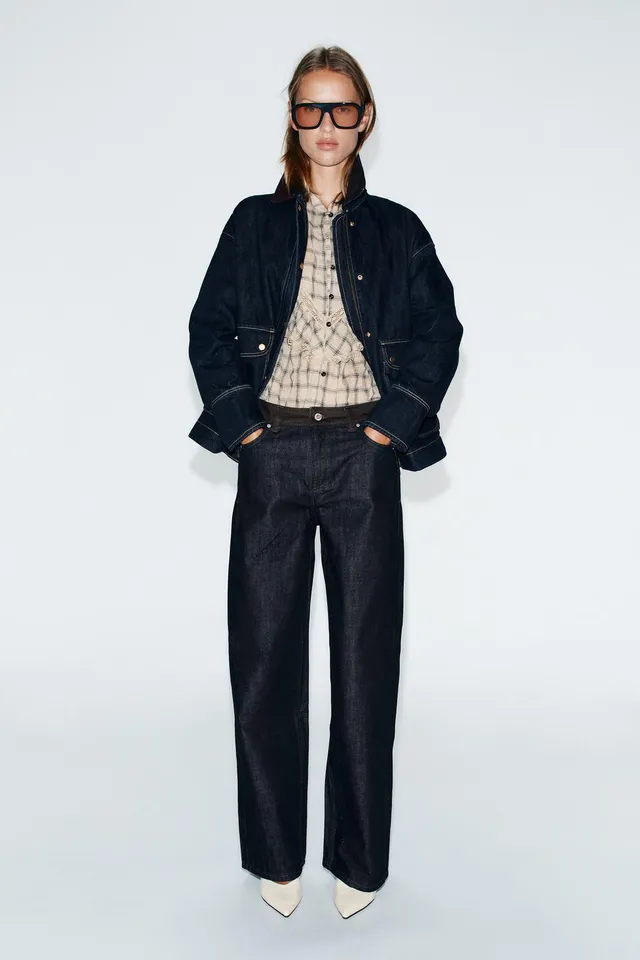 JEANS Z1975 BARREL HIGH-WAIST MIXED FABRIC