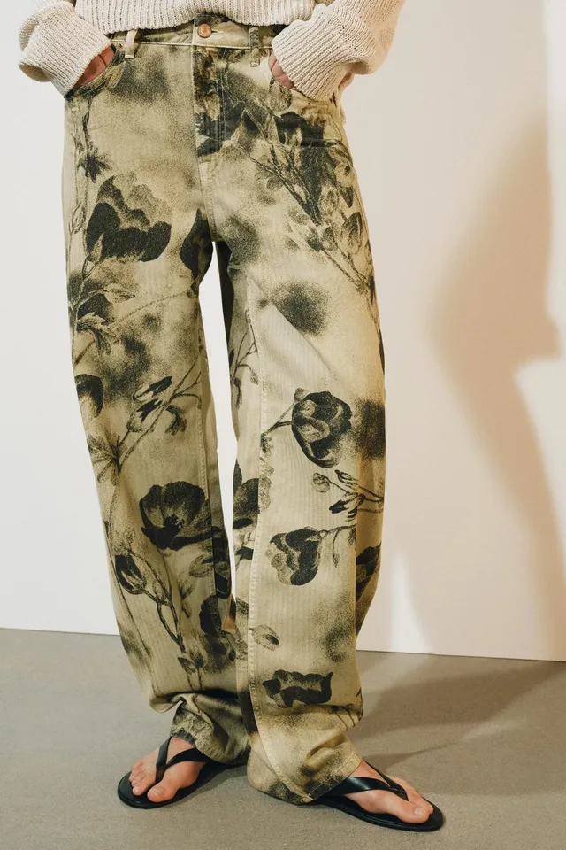 ZW COLLECTION MID-WAIST BARREL FLORAL JEANS – image 2