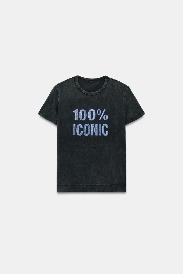 WASHED RHINESTONE SLOGAN T-SHIRT – image 3