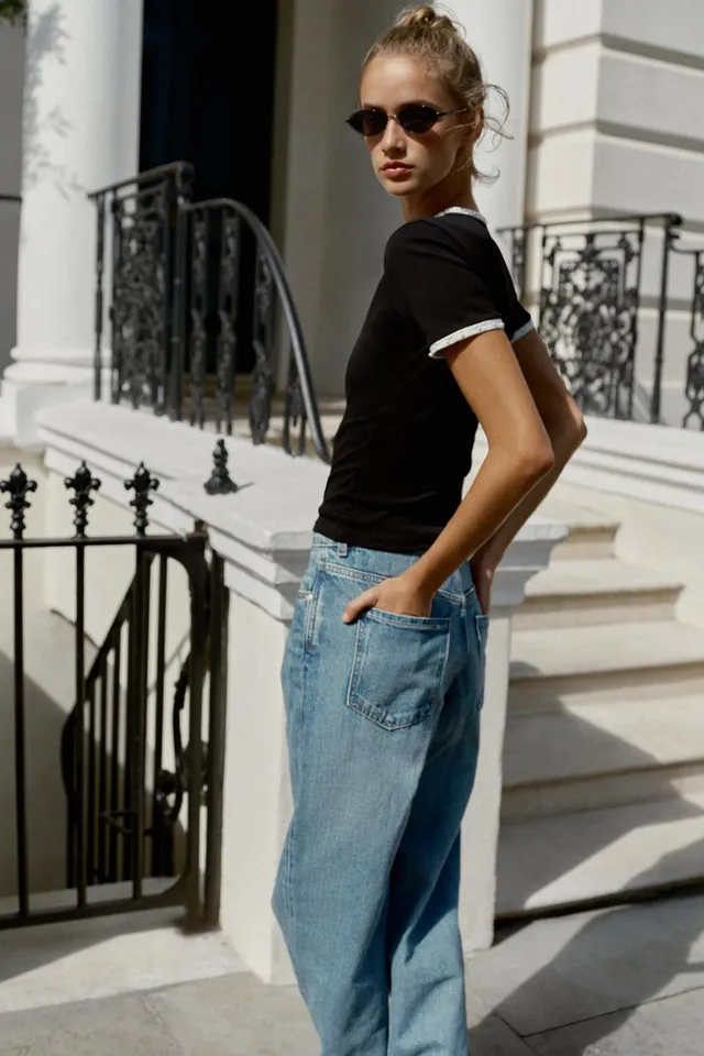 CONTRAST FAUX PEARL T-SHIRT – image 3