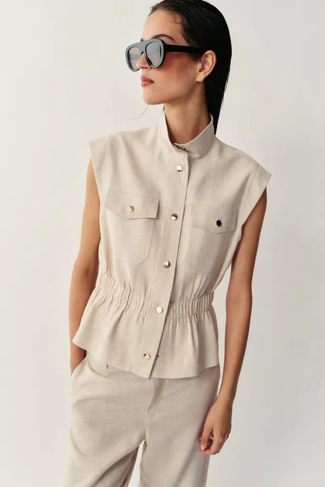 LINEN BLEND POCKET GILET – image 2