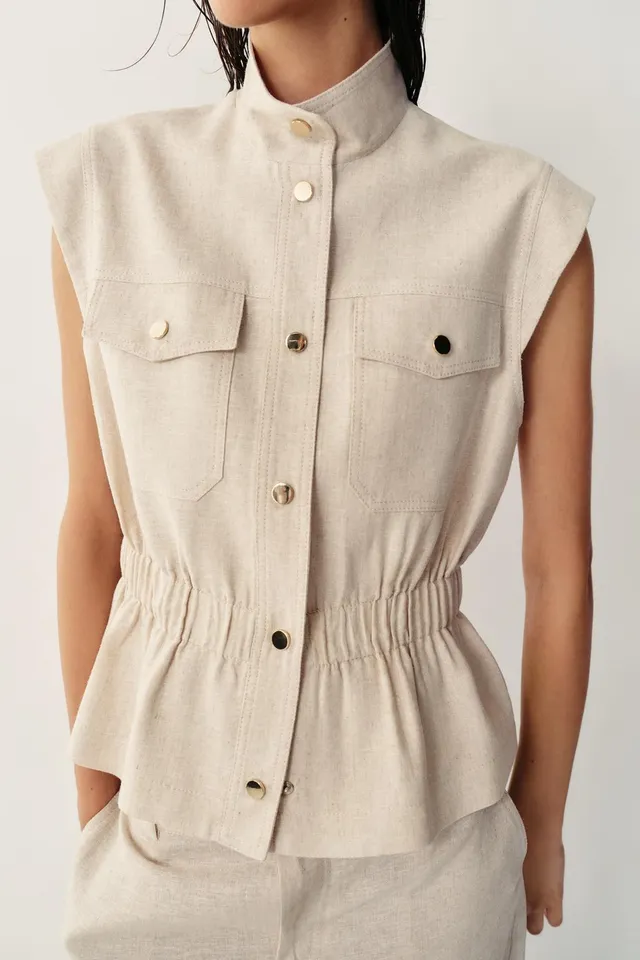 LINEN BLEND POCKET GILET – image 3