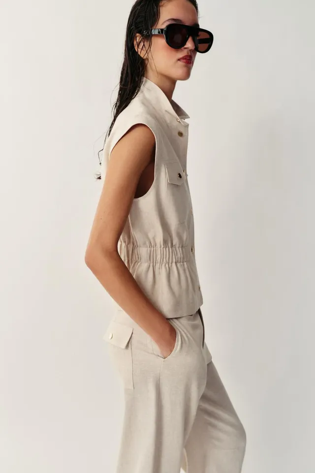 LINEN BLEND POCKET GILET – image 5
