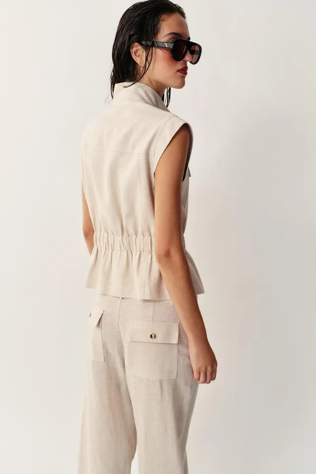 LINEN BLEND POCKET GILET – image 6