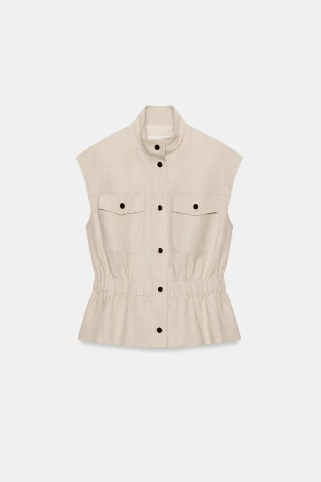 LINEN BLEND POCKET GILET – image 7
