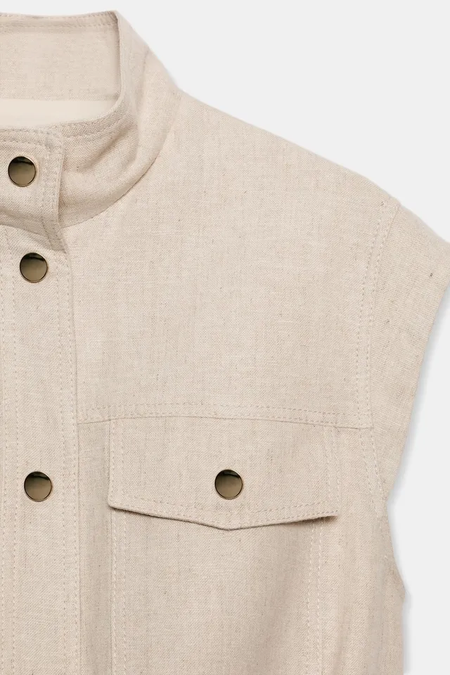 LINEN BLEND POCKET GILET – image 9