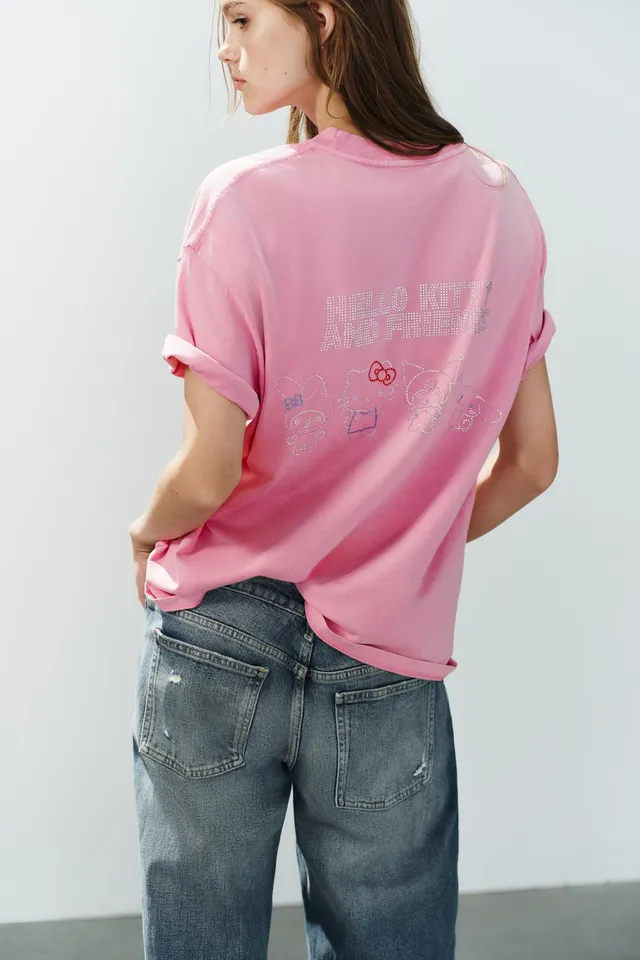 تيشرت بتأثير مغسول وتطريز HELLO KITTY © SANRIO – صورة 5