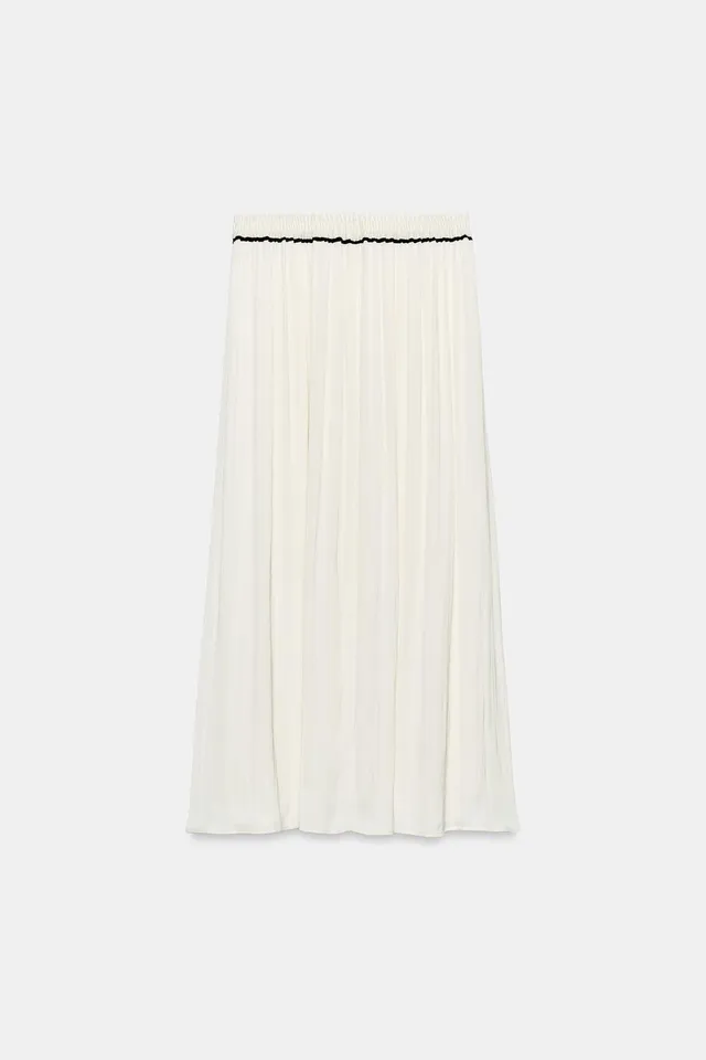 SATIN MIDI SKIRT WITH CONTRAST PIPING – image 6