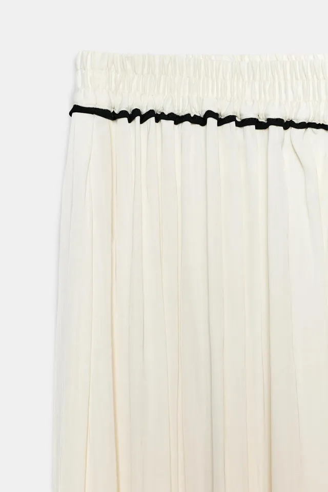 SATIN MIDI SKIRT WITH CONTRAST PIPING – image 7
