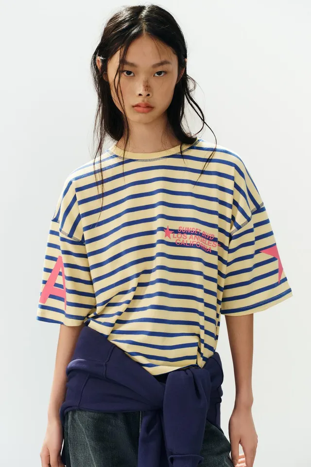 OVERSIZE STRIPED TEXT T-SHIRT – image 2