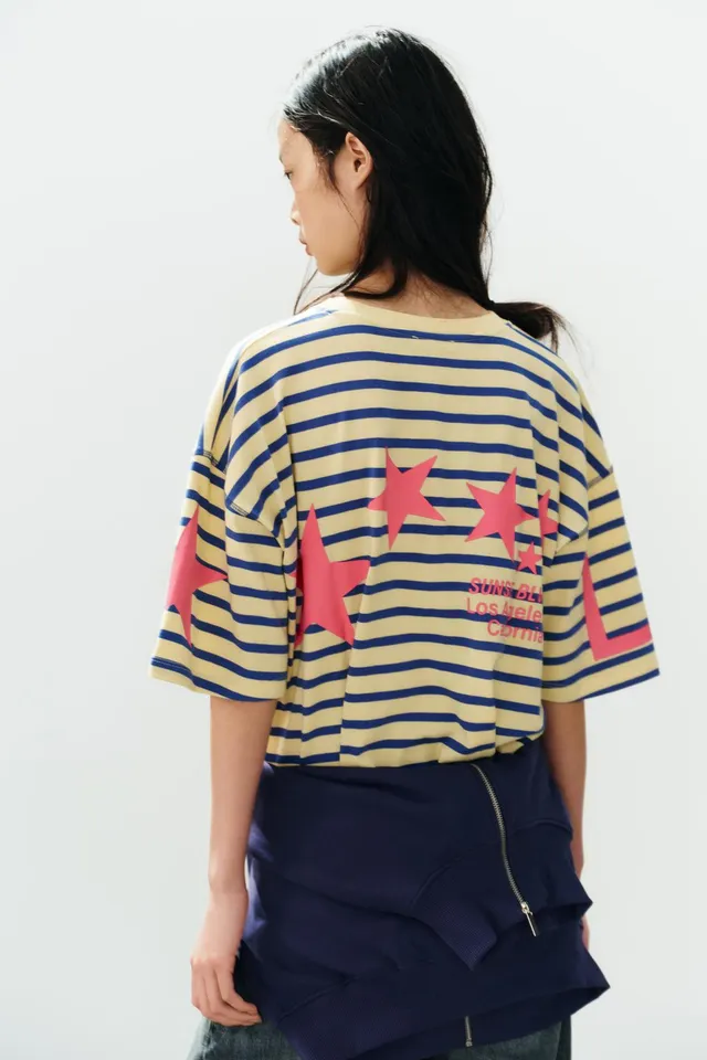 OVERSIZE STRIPED TEXT T-SHIRT – image 4