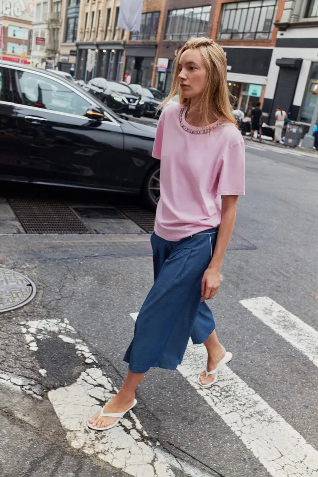WASHED-EFFECT JEWEL T-SHIRT