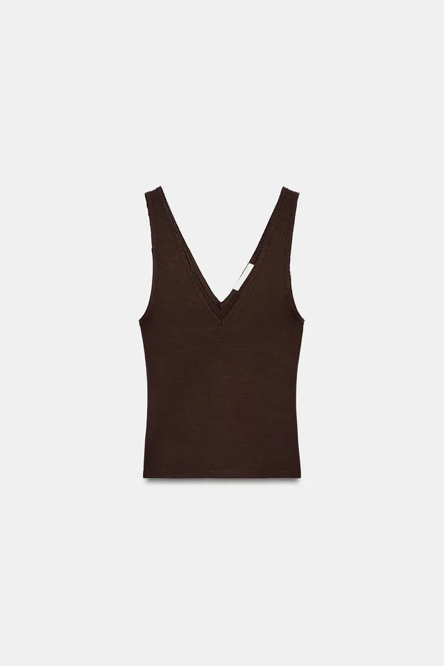 RIB V-NECK TOP – image 5