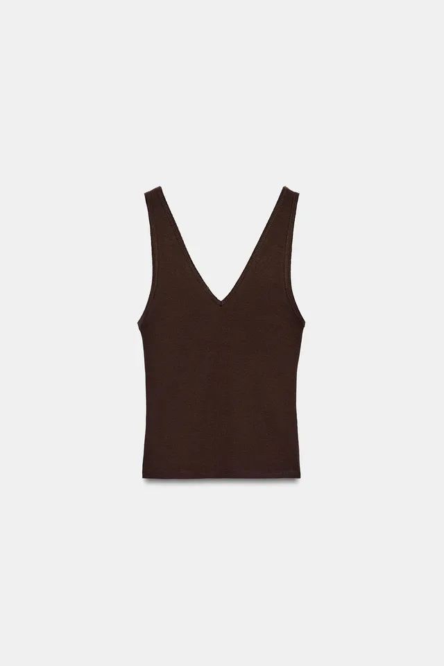 RIB V-NECK TOP – image 6