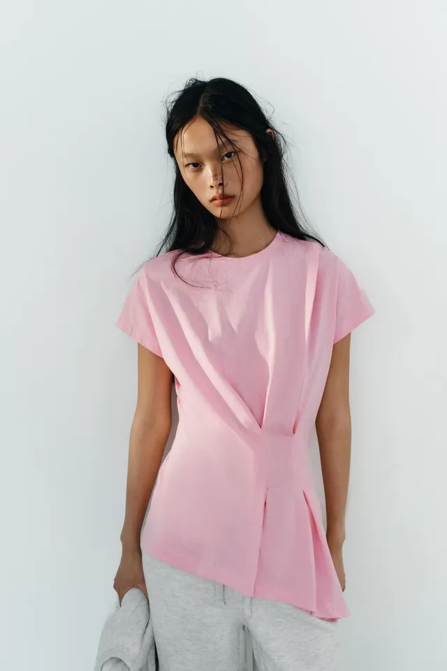 ASYMMETRIC PLEATED T-SHIRT – image 2