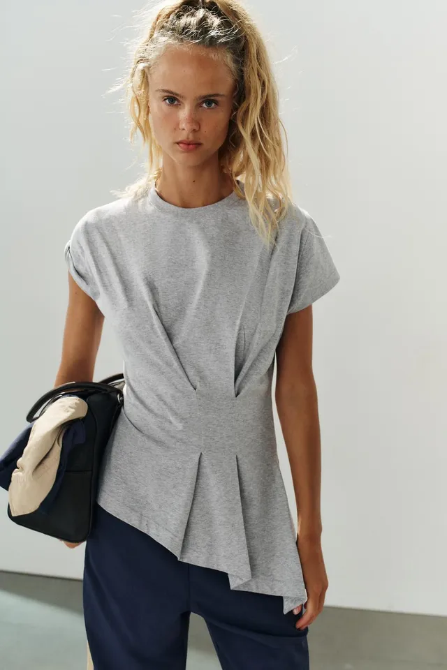 ASYMMETRIC PLEATED T-SHIRT – image 2