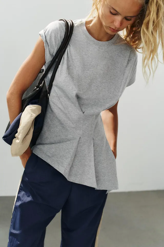 ASYMMETRIC PLEATED T-SHIRT – image 3