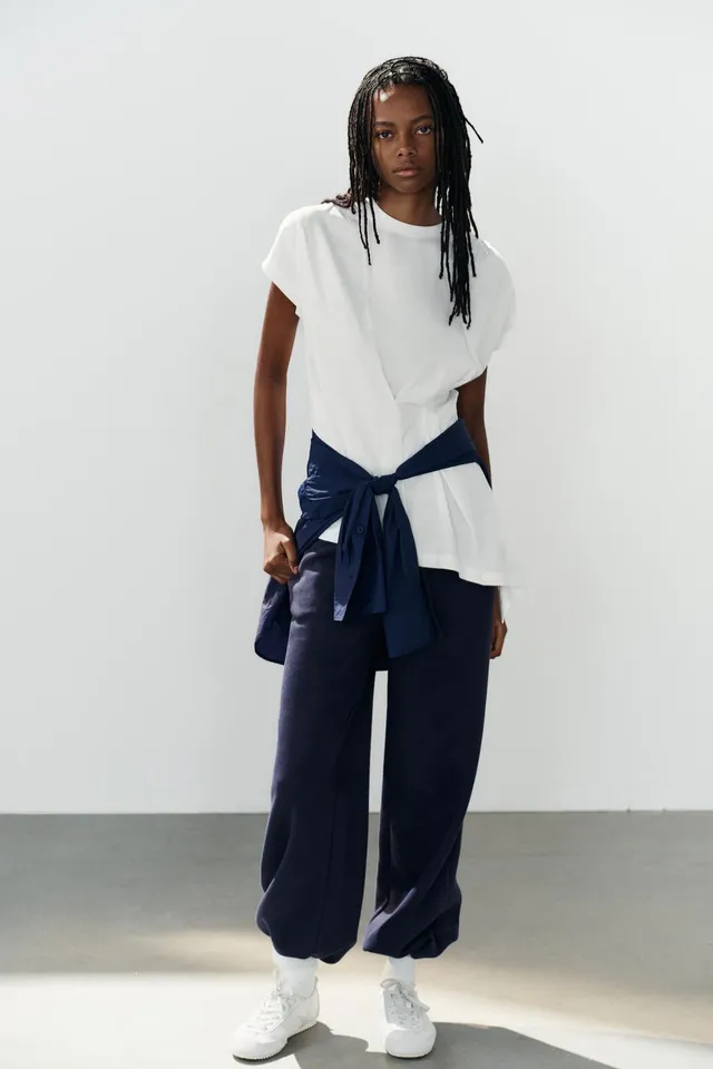 ASYMMETRIC PLEATED T-SHIRT