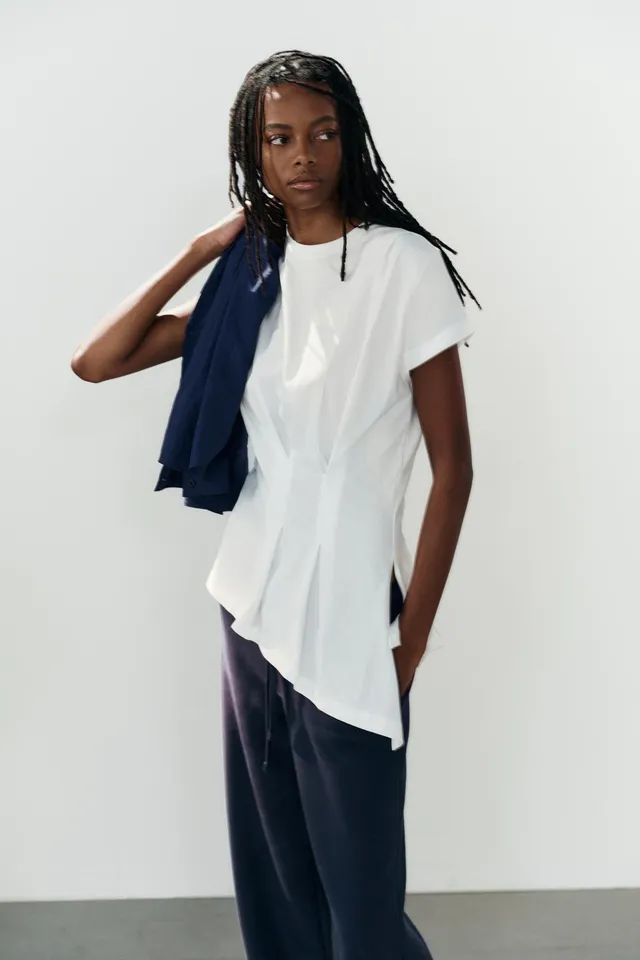 ASYMMETRIC PLEATED T-SHIRT – image 4