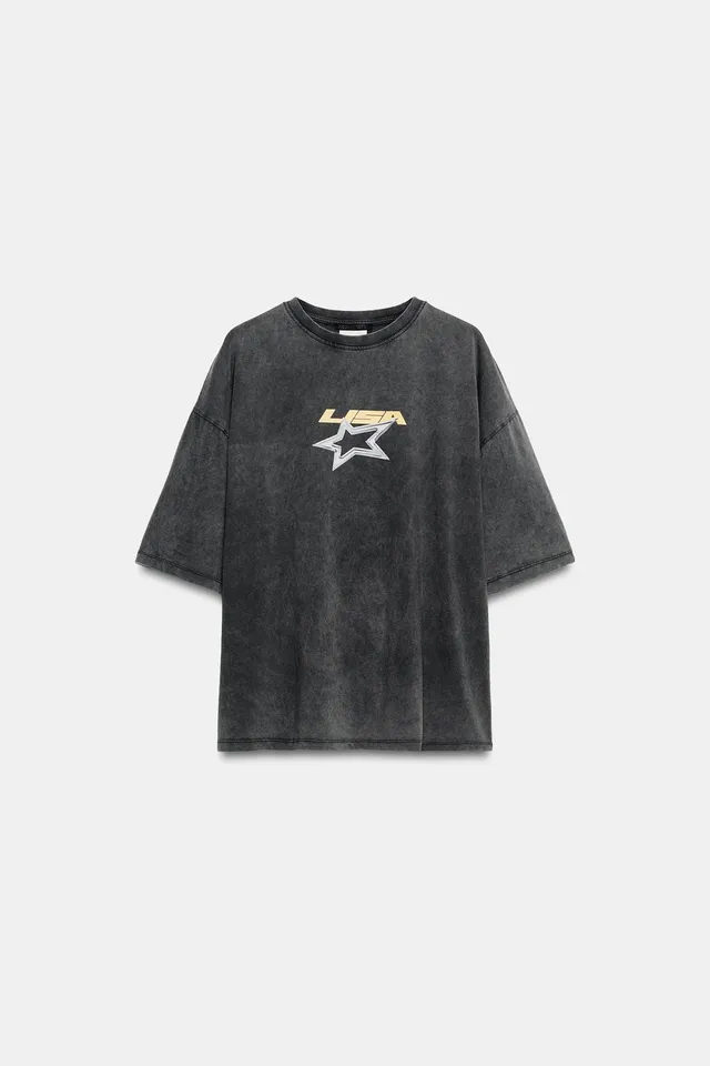 WASHED EFFECT PLAIN T-SHIRT