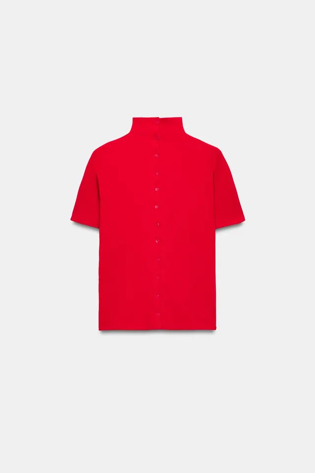 HIGH NECK T-SHIRT WITH BUTTONS – image 7