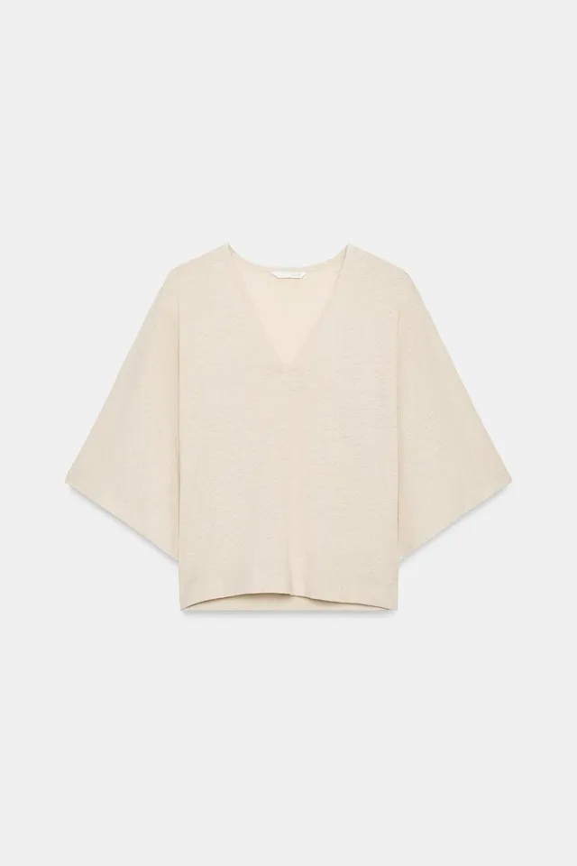 LINEN BLEND V-NECK T-SHIRT – image 4