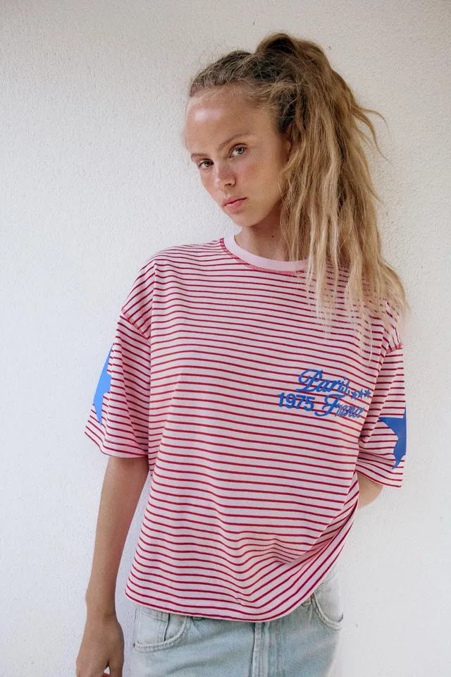 STRIPED TEXT OVERSIZE T-SHIRT – image 2