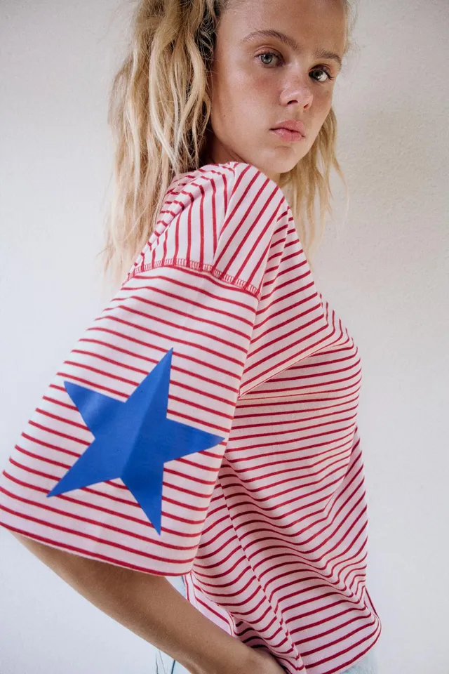 STRIPED TEXT OVERSIZE T-SHIRT – image 4