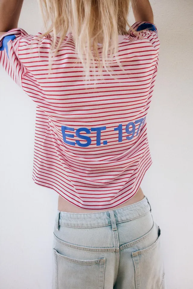 STRIPED TEXT OVERSIZE T-SHIRT – image 5