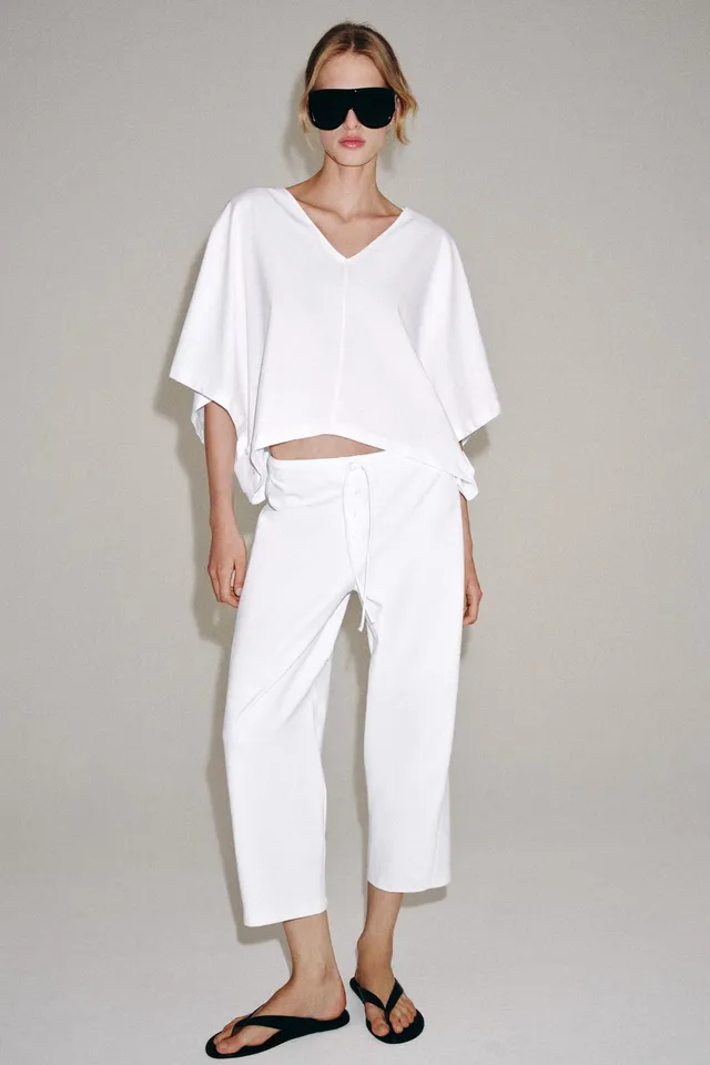 COTTON CAPE-STYLE T-SHIRT – image 4