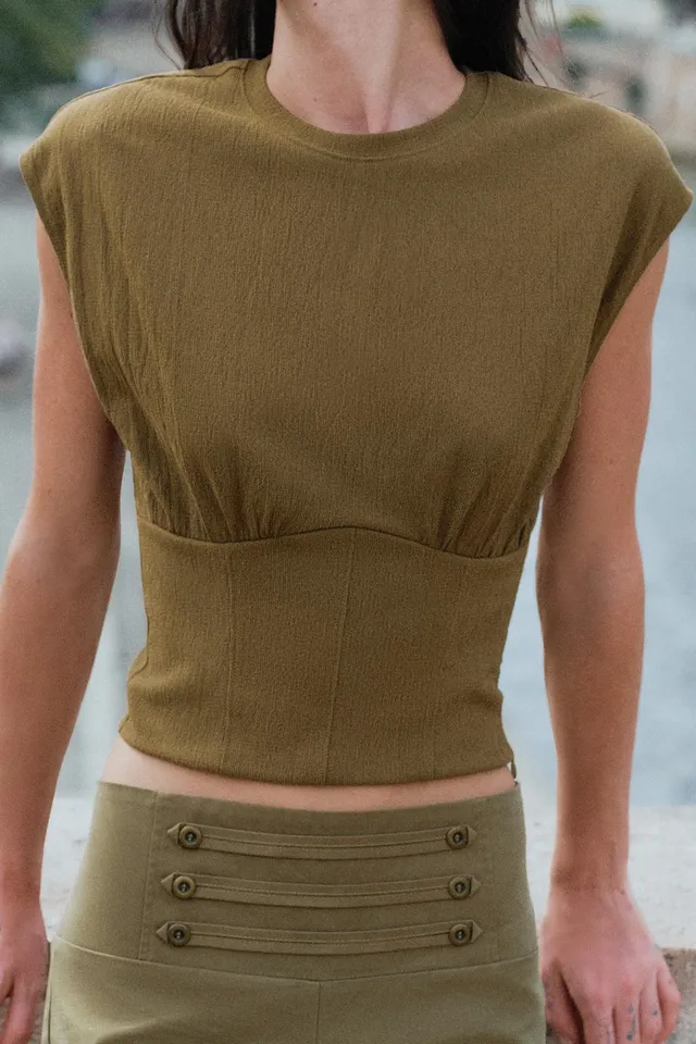 TEXTURED CORSETRY-INSPIRED TOP – image 2