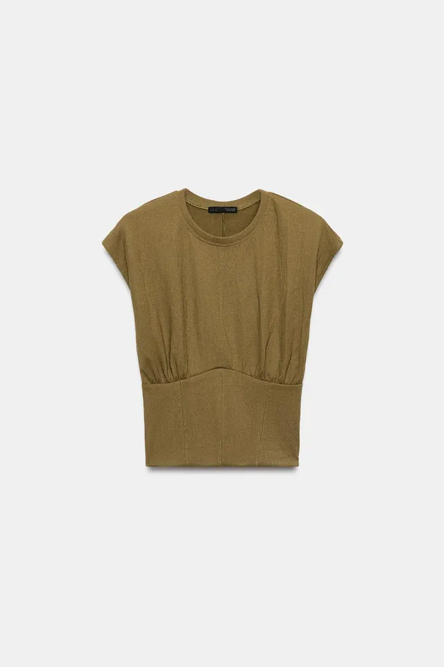 TEXTURED CORSETRY-INSPIRED TOP – image 6