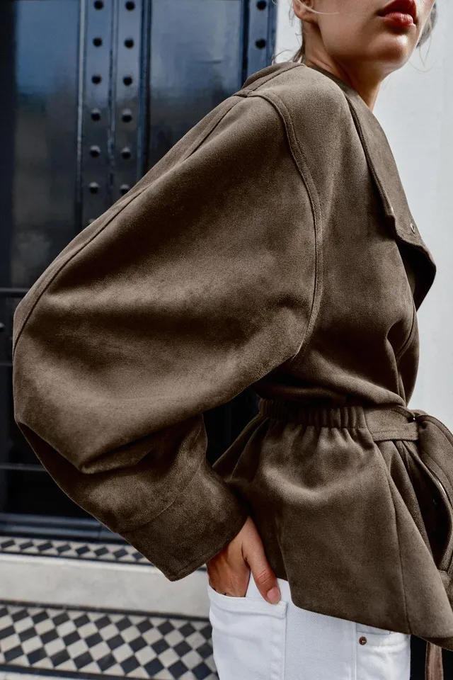 BELTED FAUX SUEDE JACKET – image 4