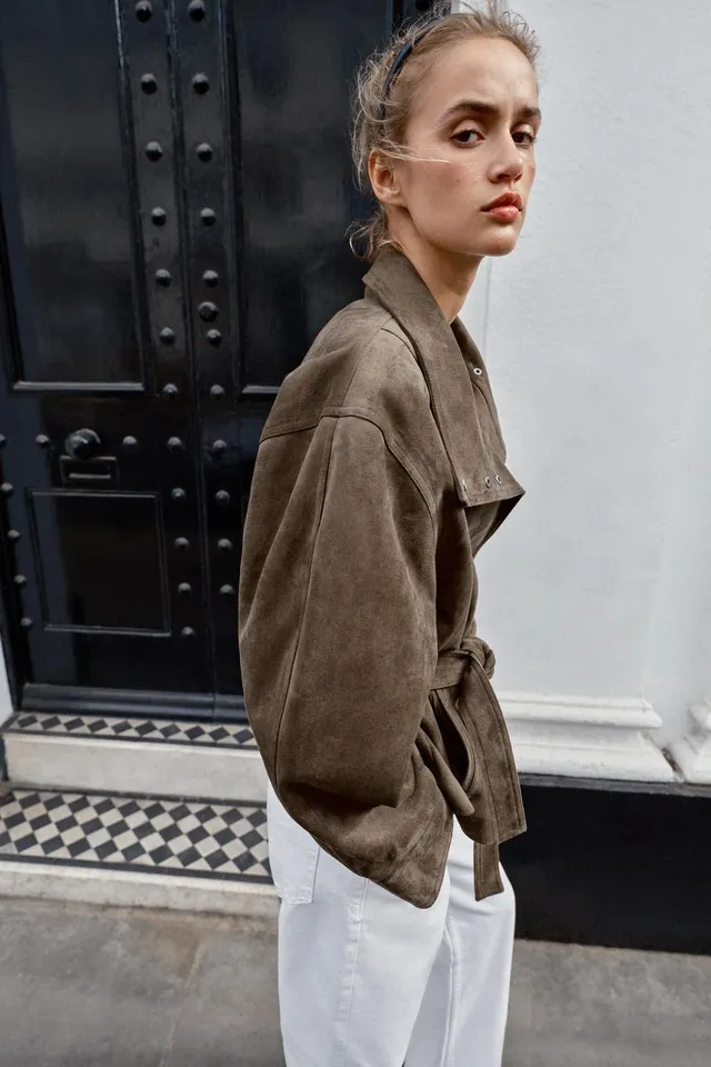 BELTED FAUX SUEDE JACKET – image 5