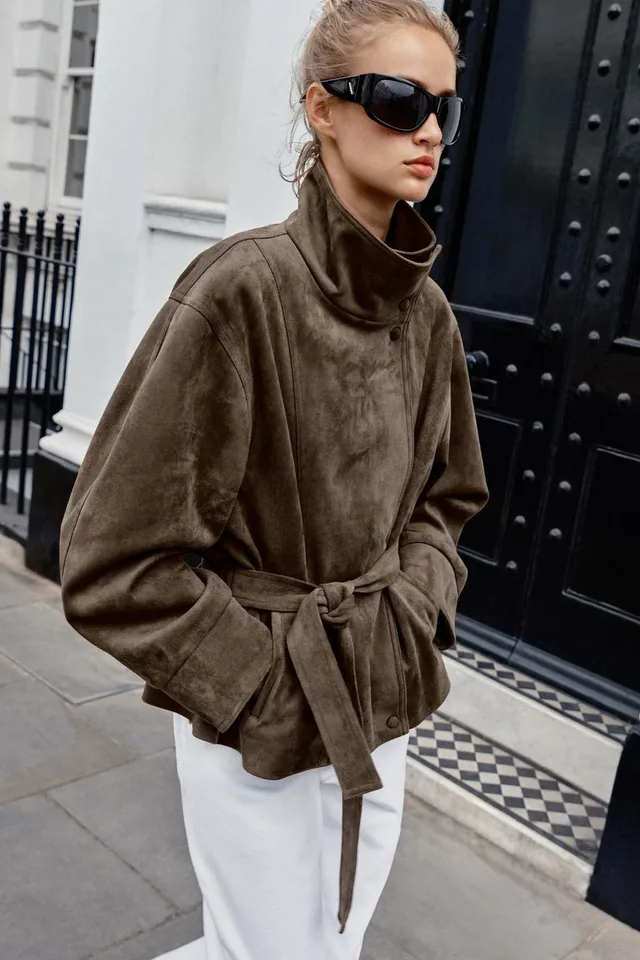 BELTED FAUX SUEDE JACKET – image 7